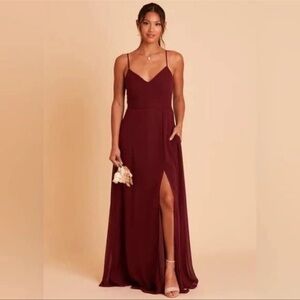 Birdy Grey Adelle Chiffon Bridesmaid Dress in Cabernet Size L